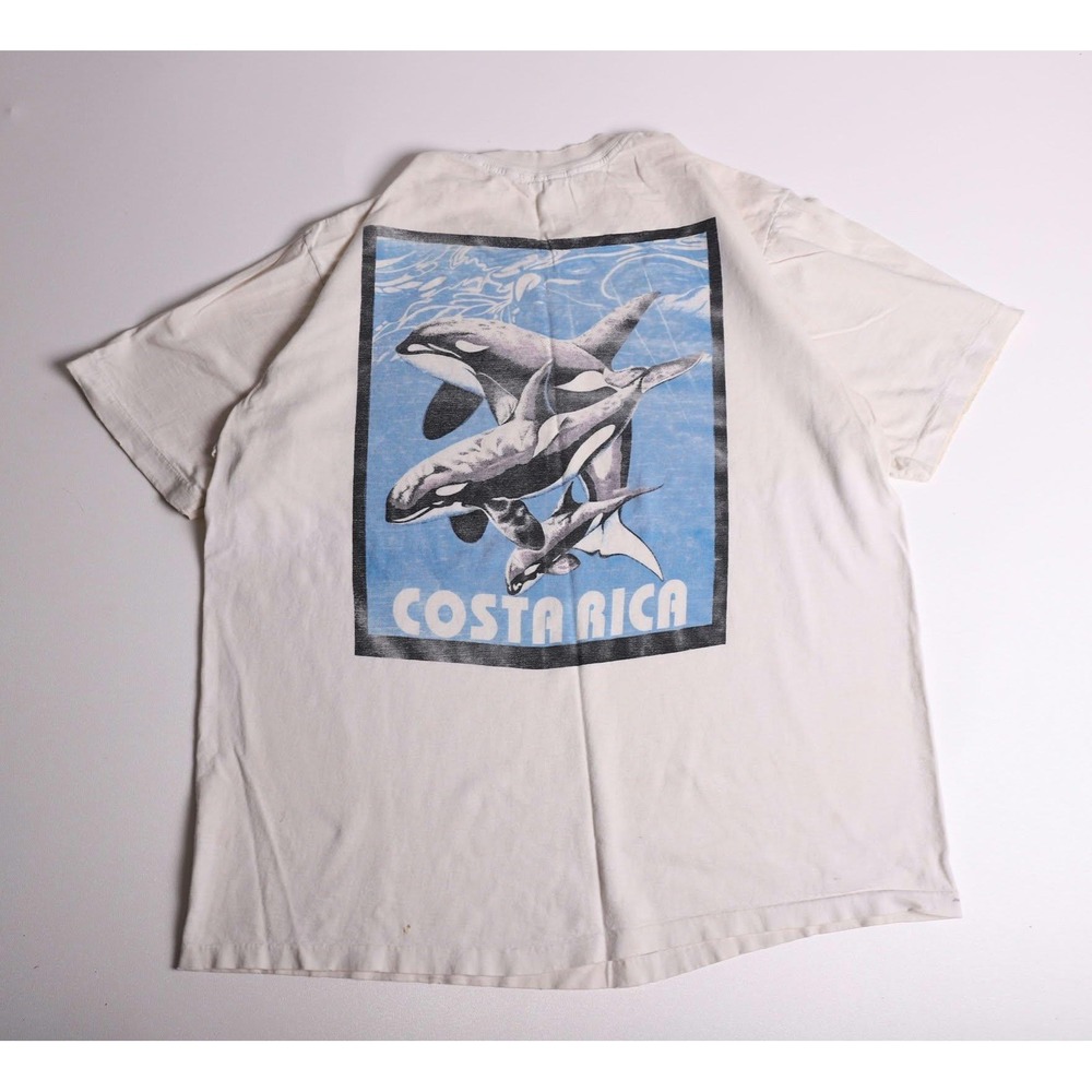 Vintage Pura Vida Costa Rica Orca T Shirt XL White Single Stitch Distressed